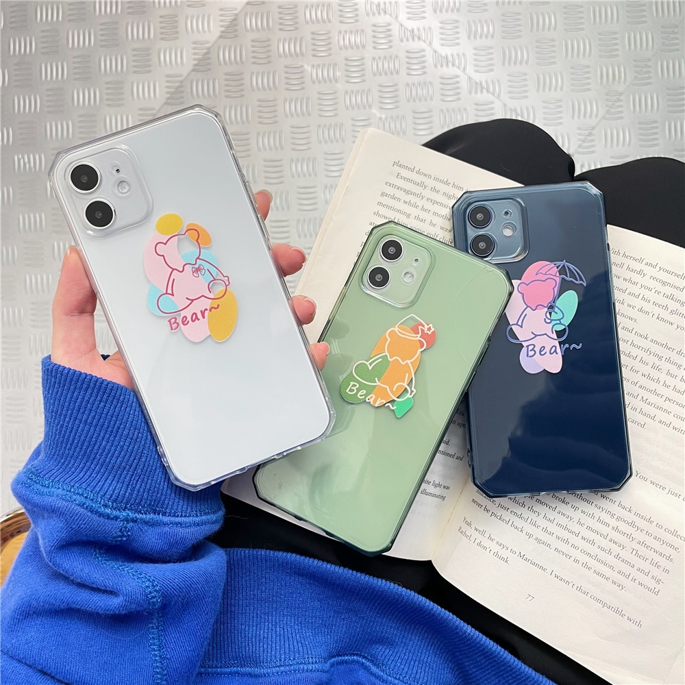 Cute Creative Candy Color Transparent All Inclusive Anti Drop Phone Case Case For iPhone 11 12 Pro Max XS Max XR X Soft TPU Silicone For iPhone 5 6 6s 7 8 SE 2020 Back Cover Phone Case