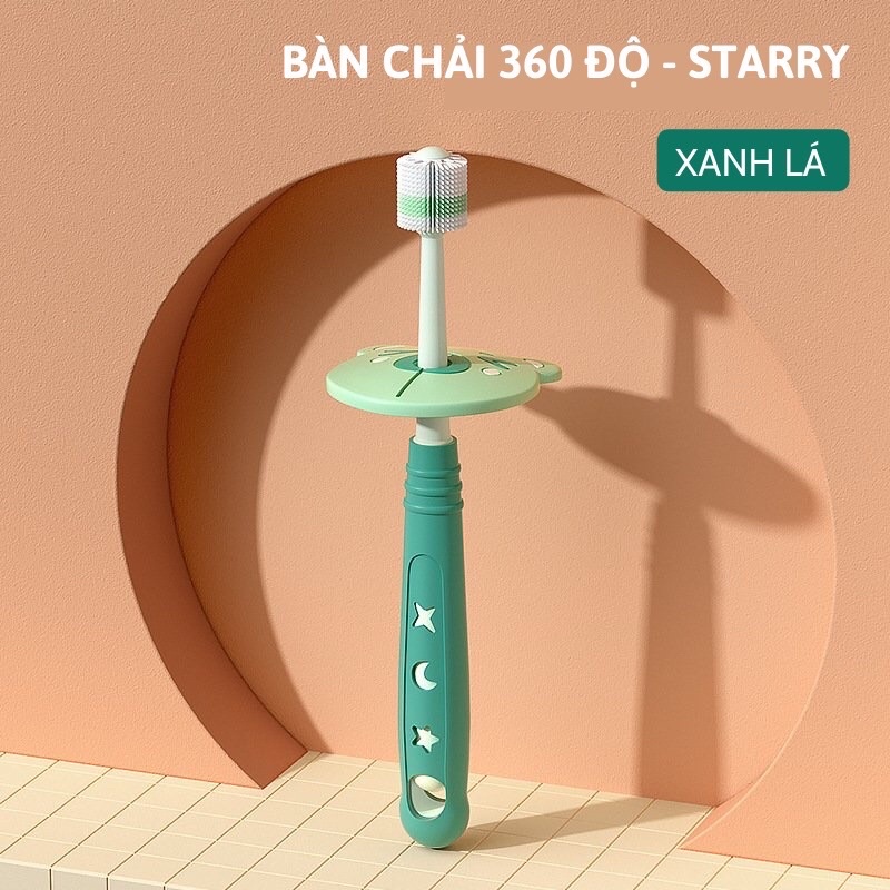 Bàn chải đánh răng xoay 360 độ siêu mềm cho bé