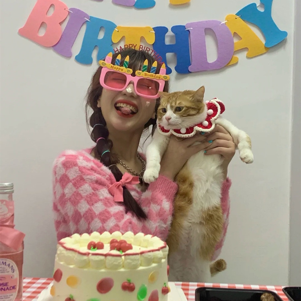 Dây cờ in chữ Happy Birthday phong cách Hàn Quốc trang trí tiệc sinh nhật