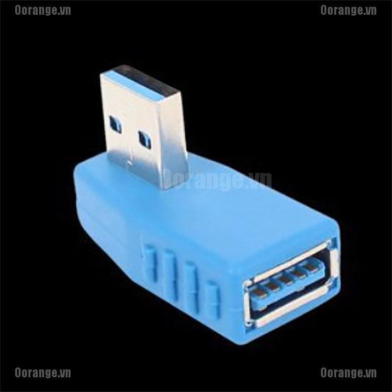 Đầu sạc chuyển đổi USB 3.0 A đực sang cái thiết kế gập 90 độ màu xanh da trời