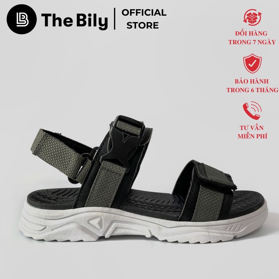 Giày Sandal Nam Nữ Unisex The BiLy Quai Ngang Dây Dù Đế Phylon Siêu Êm Nhẹ Màu Xám-BLDTMD03-Xám