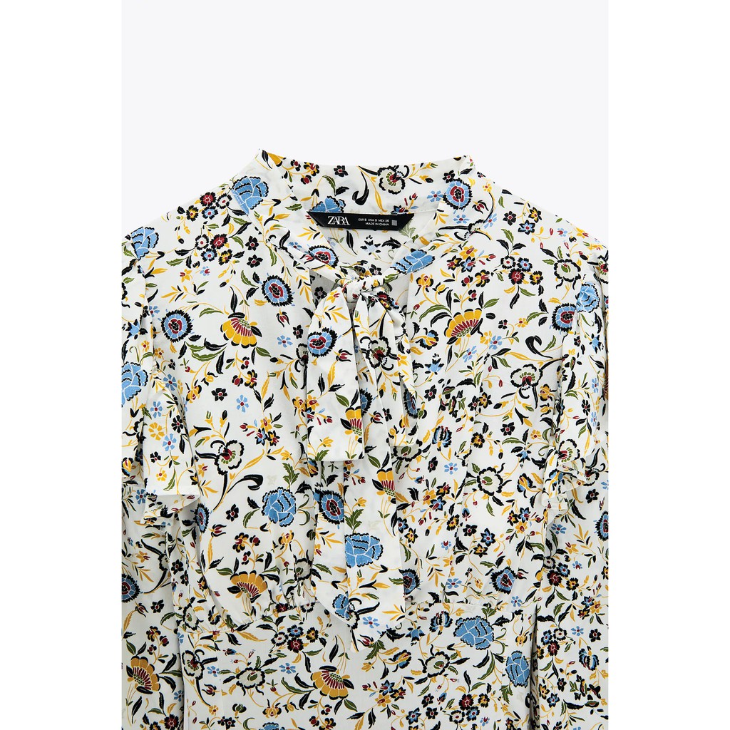 Áo hoa buộc dây eo ZARA Auth