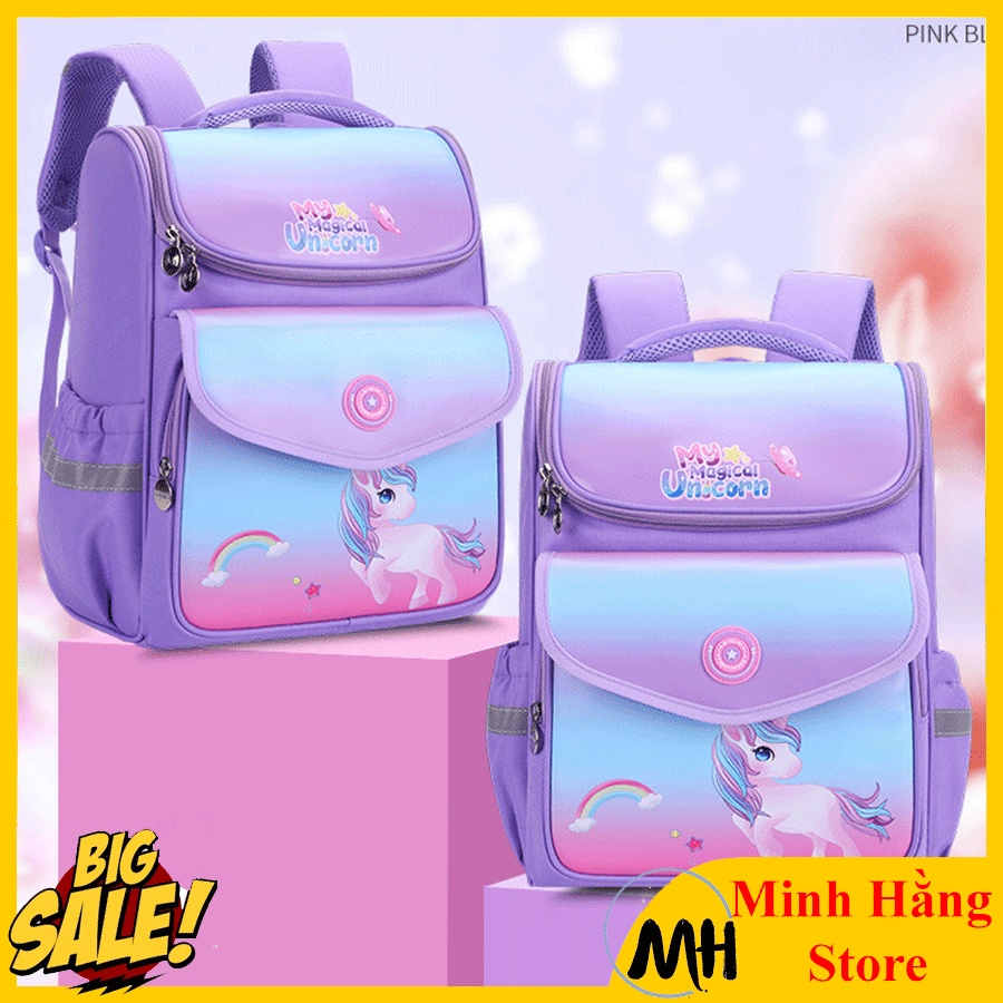 Balo chống gù tiểu học CAO CẤP cho bé trai gái, cặp sách học sinh cấp 1 chống thấm nước hình động vật