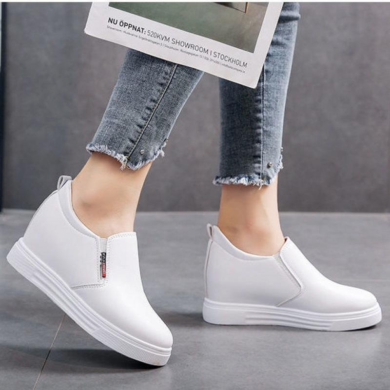 Giày nữ độn đế 6cm cực tôn dáng cho chị em sneaker thể thao 2 màu đen trắng [GN01]