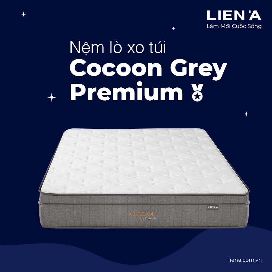 Nệm Lò Xo Liên Á Cocoon Grey Premium