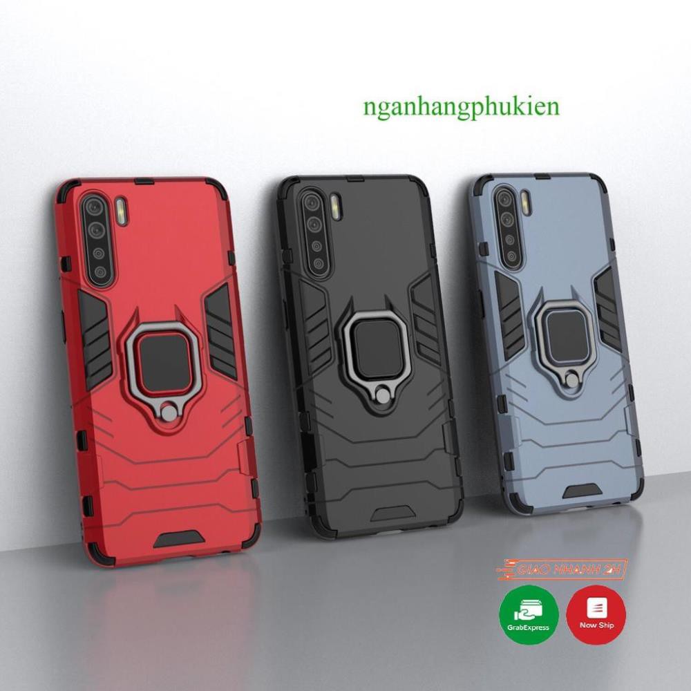 Ốp lưng Oppo Reno 3 chống sốc Iron Man gắn giá đỡ iring hỗ trợ xem video, chống va đập mạnh