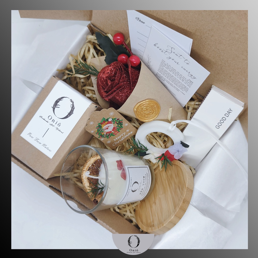 Qùa tặng sinh nhật, quà giáng sinh, Gift set quà tặng người thân, Handmade by Oniõ, Hộp quà tặng 20x18x8cm