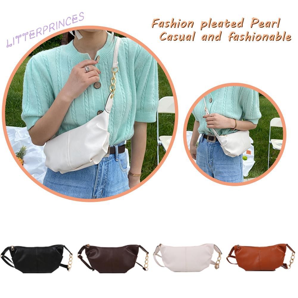 Litterprinces Fashion Women Pure Color PU Shoulder Crossbody Bag Casual Chain Handbags