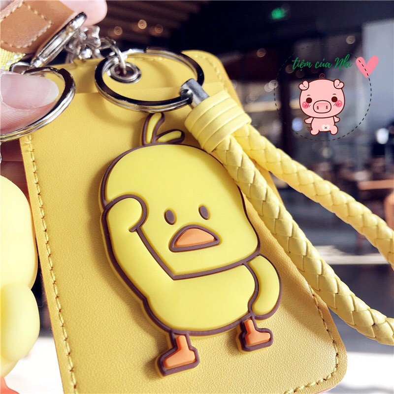 Thẻ đeo bảng tên sinh viên nhân viên bằng da PU cao cấp unicorn, gấu pooh, stitch, snoopy, bunny,totoro Tiệm Của Nhi TĐD