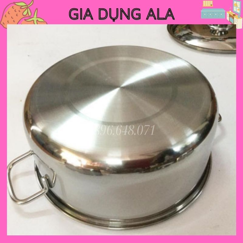 Bộ Nồi Inox Bếp Từ 3 Nồi, Nồi Inox 24cm 20cm 16cm Cao Cấp Dùng Cho Mọi Loại Bếp