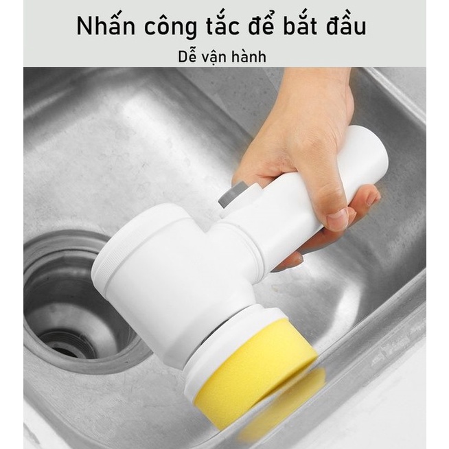 [MẪU MỚI] Máy cọ rửa cầm tay Magic Brush, máy cọ đa năng pin sạc 1500mAh, an toàn chống nước tuyệt đối