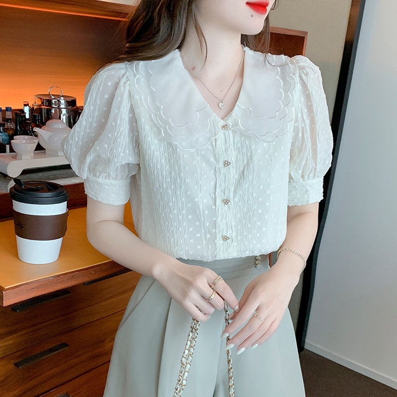 Áo Sơ Mi Chiffon Cổ Búp Bê Thời Trang Mùa Hè Dành Cho Nữ