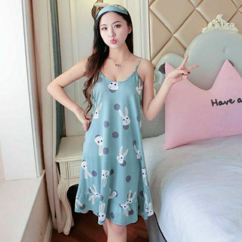 Váy Ngủ Hai Dây Cotton Cute Siêu Mát
