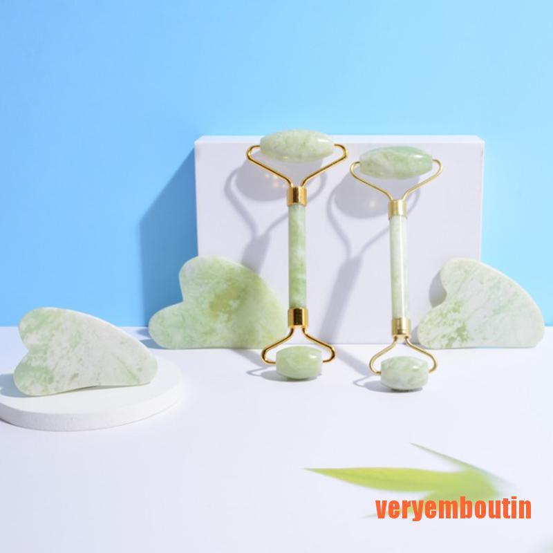 (Hàng Mới Về) Cây Lăn Mát Xa Hai Đầu Bằng Đá Ngọc Bích Giúp Nâng Cơ Mặt Và Cơ Thể