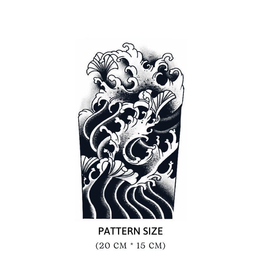 Hình Xăm Tạm Thời Cánh Tay Nhật Cổ Sóng V23 Kéo Dài 15 Ngày