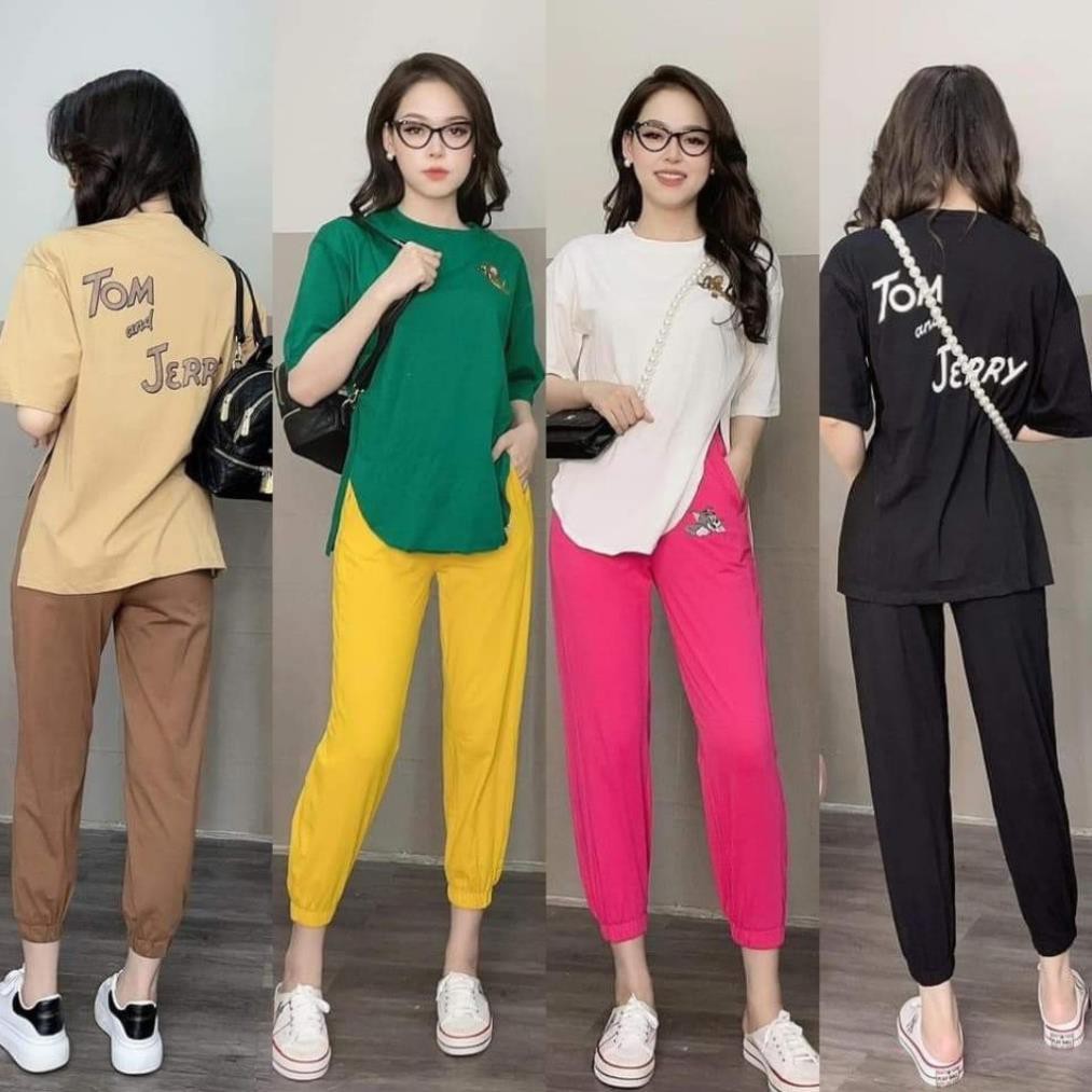 Đồ Bộ Nữ TJ01331 Đồ Bộ Thể Thao Chất Cotton Cao Cấp Tay Ngắn Quần Dài Size 40KG - 80KG