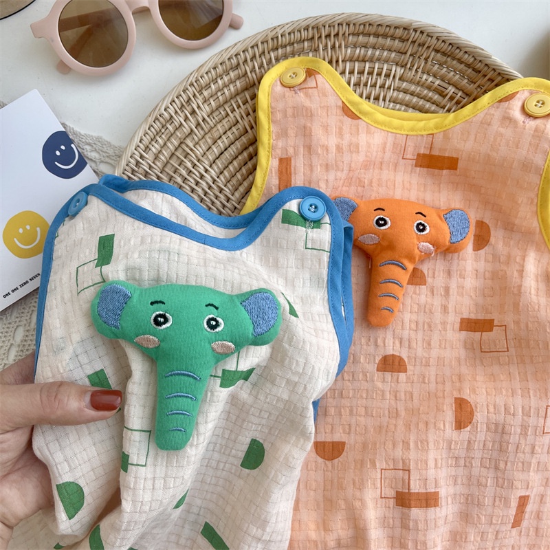 Bộ Áo Liền Quần Không Tay Bằng Cotton In Hoạt Hình Dành Cho Bé Trai Gái 0-24 Tháng Tuổi
