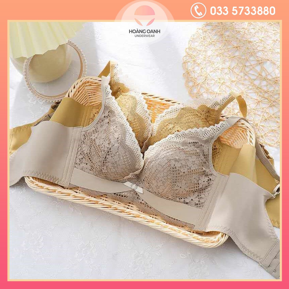 Bộ đồ lót ren tiểu thư mềm mại không gọng mút vừa - 690