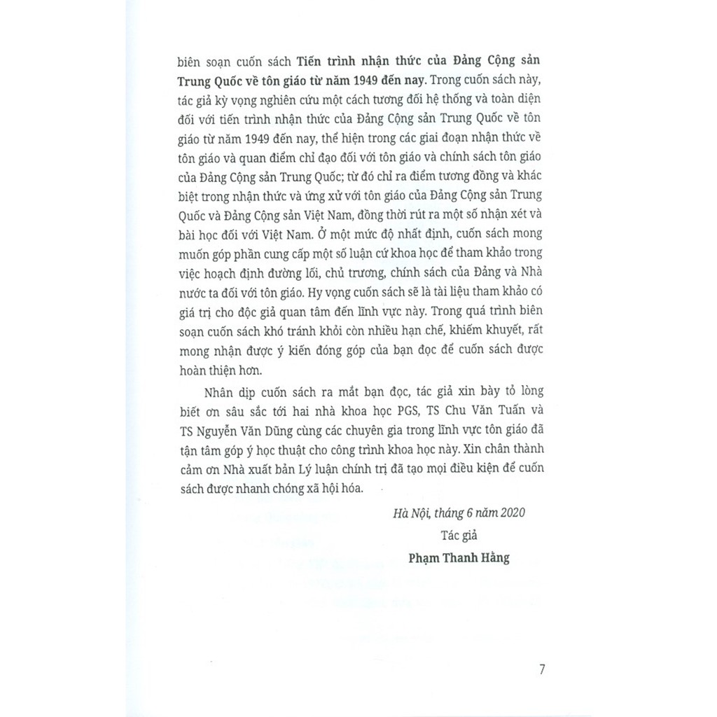 Sách - Tiến Trình Nhận Thức Của Đảng Cộng Sản Trung Quốc Về Tôn Giáo Từ Năm 1949 Đến Nay (Sách Chuyên Khảo) | BigBuy360 - bigbuy360.vn