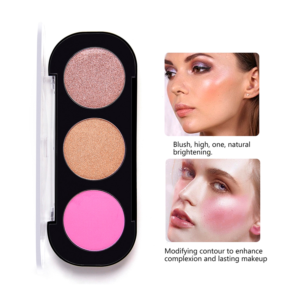 [Hàng mới về] Bảng phấn má hồng và phấn bắt sáng SHOPANTS 3 màu kết hợp thời trang cho nữ