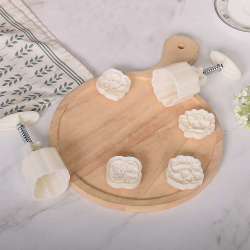 be❀  Mid-Autumn Festival 75g Mooncake Mold 3D Flowers Design Cookie Stamp DIY Mooncake Press Molds