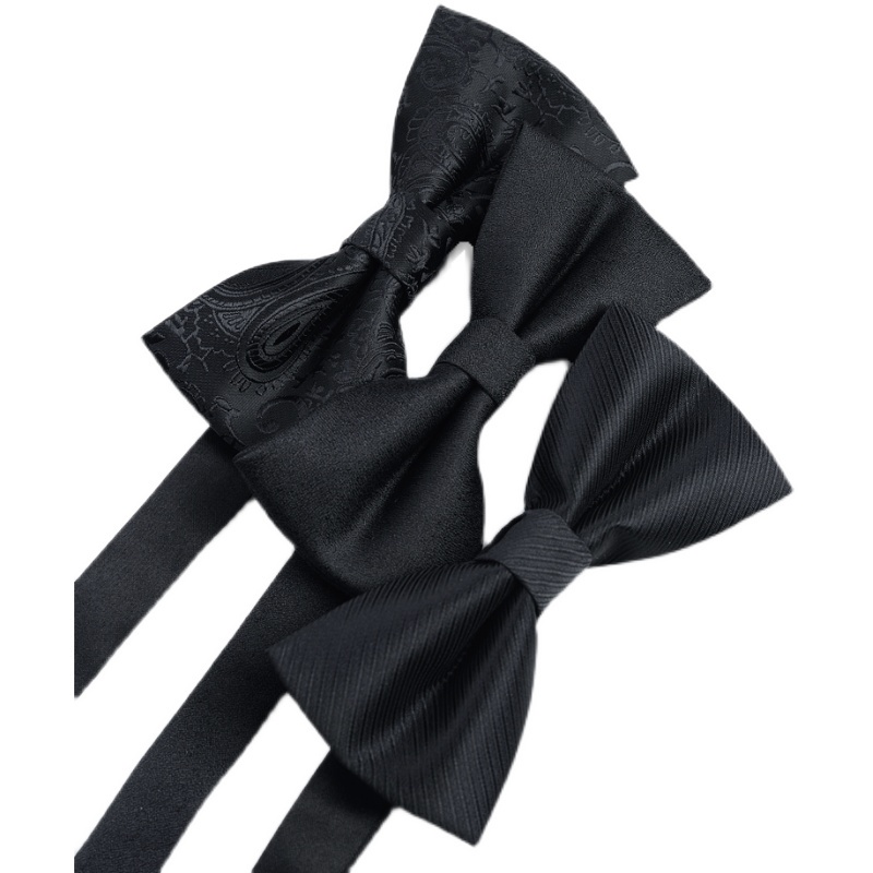 Cà Vạt Nơ Màu Đen Trơn Kiểu Hàn Quốc Thích Hợp Làm Quà Tặng Chú Rể