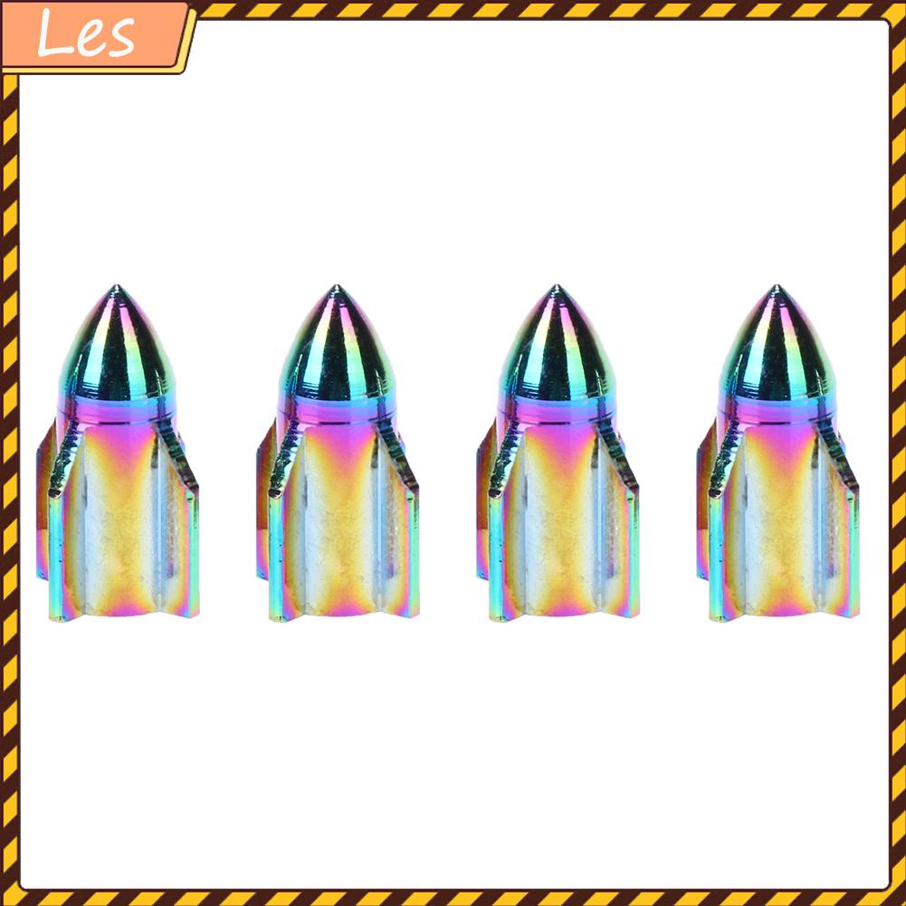 Bộ 4 nắp đậy van bánh xe hơi hình tên lửa nhiều màu sắc