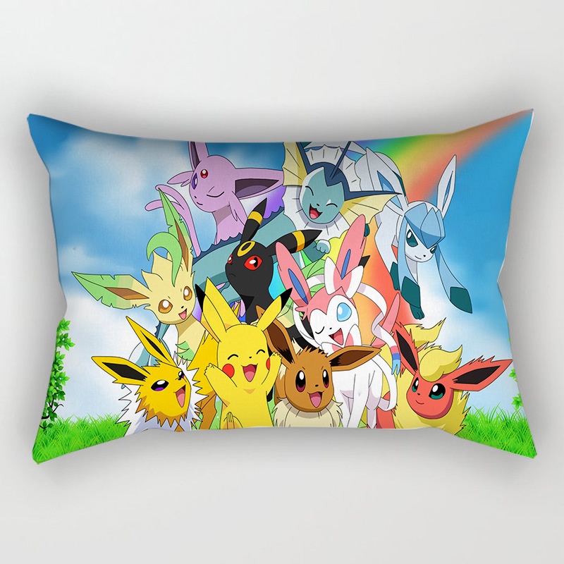 Vỏ gối hình chữ nhật in họa tiết Pokemon hoạt hình độc đáo 30x50cm