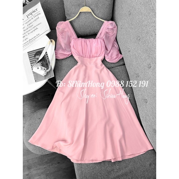 Đầm dài tiểu thư tay lở phối voan Loại trơn và 3 tầng( Ảnh shop chụp thật 100%) | BigBuy360 - bigbuy360.vn