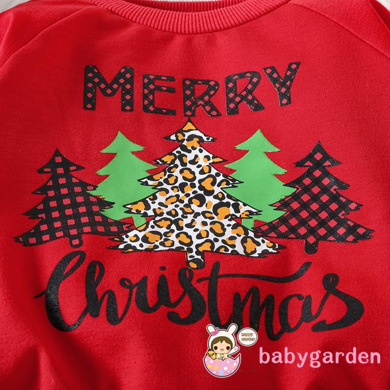Babygarden-bộ Áo Liền Quần Tay Dài Cổ Thuyền In Họa Tiết Giáng Sinh / Cây Thông Thường Ngày Cho Bé Trai Bé Gái