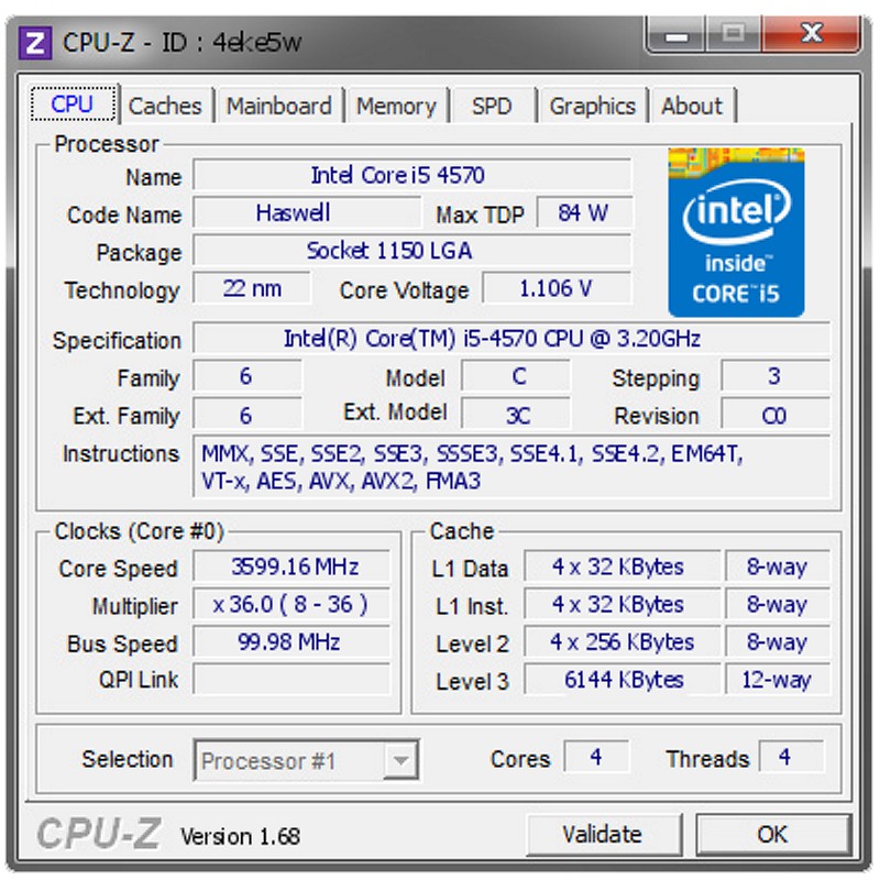 Bộ Xử Lý CPU Core i5 4570 Socket 1150