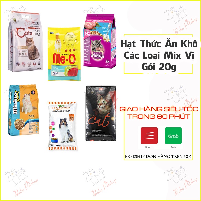 Gói Hạt Ăn Thử 20G Catsrang, Catseye, IQ, Me-O, Minino, Whiskas Nhỏ Gọn  - Bobo Pet Shop Hà Nội