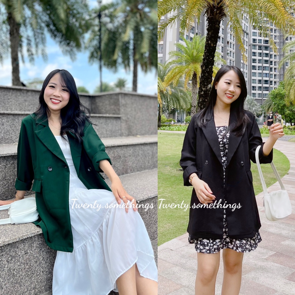Áo Blazer 2 Cúc Form Rộng 1 Lớp (ảnh thật/sẵn/video)