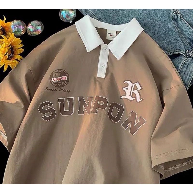 Áo thun có cổ , áo polo tay lỡ form rộng - SUNPON