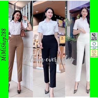 Quần baggy nữ cạp liền công sở khóa sau lưng