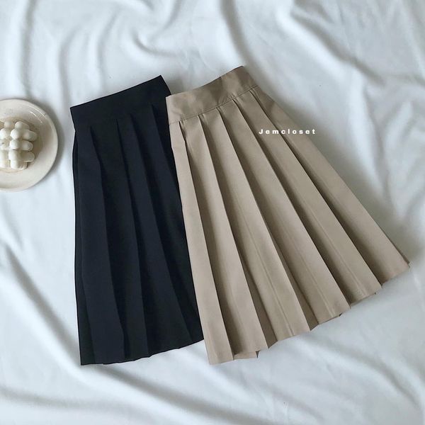 Chân Váy Xếp Ly JEM CLOSET Dáng Ngắn Kiểu Xòe Phong Cách Ulzzang Chất Liệu Kate Hàn Cực Xinh  ENHI 3377