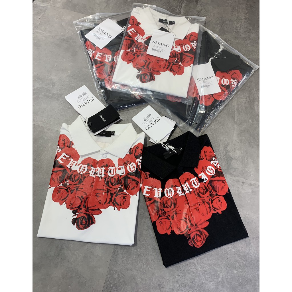 Áo Thun ngắn tay,T-shirt Unisex Mikenco hoa hồng phiên bản polo