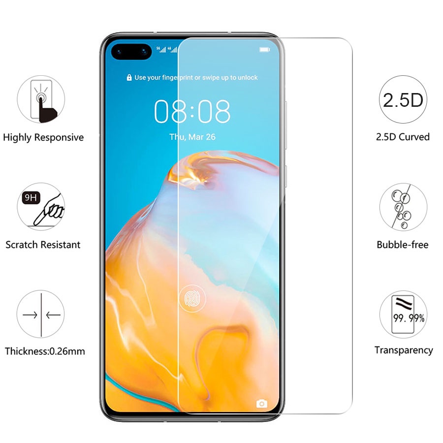 Kính cường lực bảo vệ màn hình cho Huawei P20 Pro P30 P40 Lite Mate 20 Honor 8x Nova 3i 5t 7 Se 7i Y7A Y7P Y6P Y5P