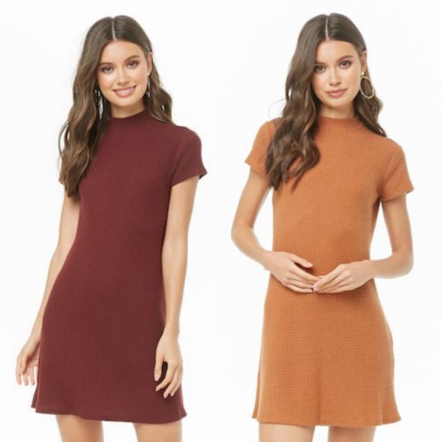 Đầm len suông F21 Brushed Mock Neck Mini Dress