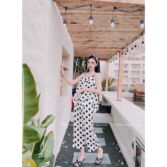 Set Bộ Bigsize Chấm Bi 2 Dây Quần Lửng Qua Gối Chấy Mềm Mát Hàng May Kỹ Size 50-95kg | BigBuy360 - bigbuy360.vn