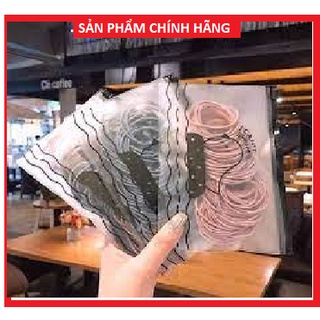 Set 100 chun buộc tóc mix màu tặng kèm túi zip, dây buộc tóc nữ, chun buộc tóc trơn hàn quốc