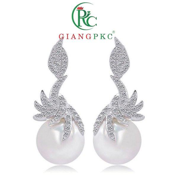 Bông tai hợp kim đồng mạ điện cao cấp đá AAA zincon không kích ứng da Giangpkc  Phụ kiện cưới Giang