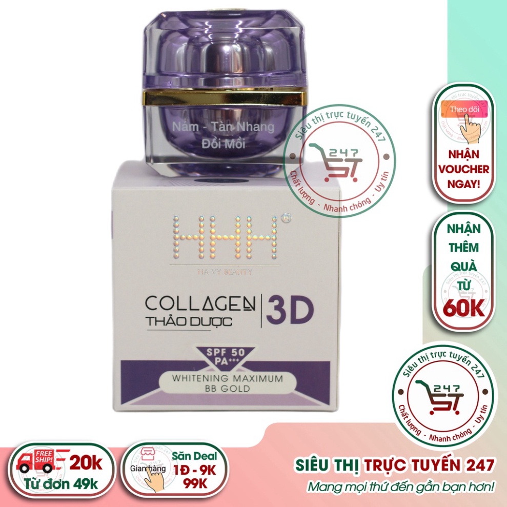 Kem Nám Tàn nhang Đồi mồi collagen thảo dược HHH (tím) chăm sóc da hiệu quả
