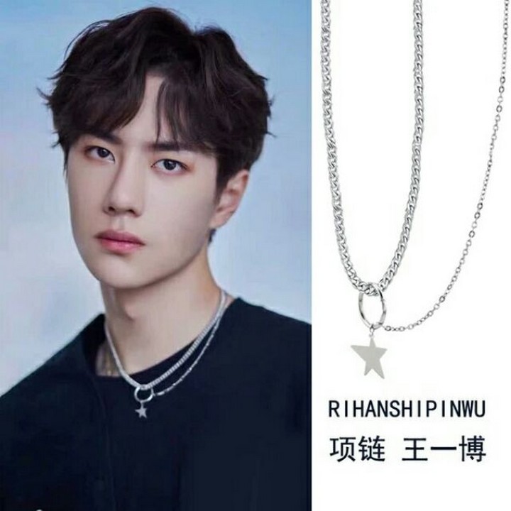 Dây chuyền Vương Nhất Bác vòng cổ hạt vuông thiết kế thời trang phong cách Hàn Quốc