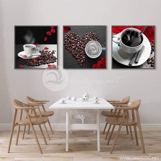 Tranh Tráng Gương khung COMPOZIT 50x50cm x 3 tranh - Ly cà phê 1