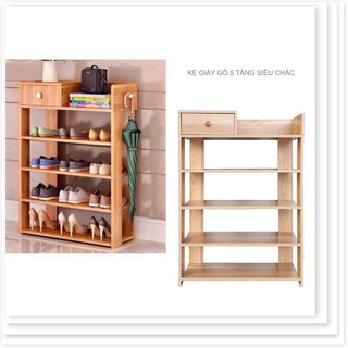 KỆ GỖ ĐỂ GIÀY DÉP 5 TẦNG CÓ NGĂN KÉO TIỆN LỢI - KỆ GIÀY DÉP ĐA NĂNG BẰNG GỖ CAO CẤP - KỆ ĐỰNG GIÀY DÉP 5 TẦNG