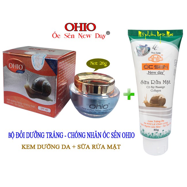 Bộ mỹ phẩm trắng da, chống nhăn, chống lão hóa OHIO ỐC SÊN NEW DAY