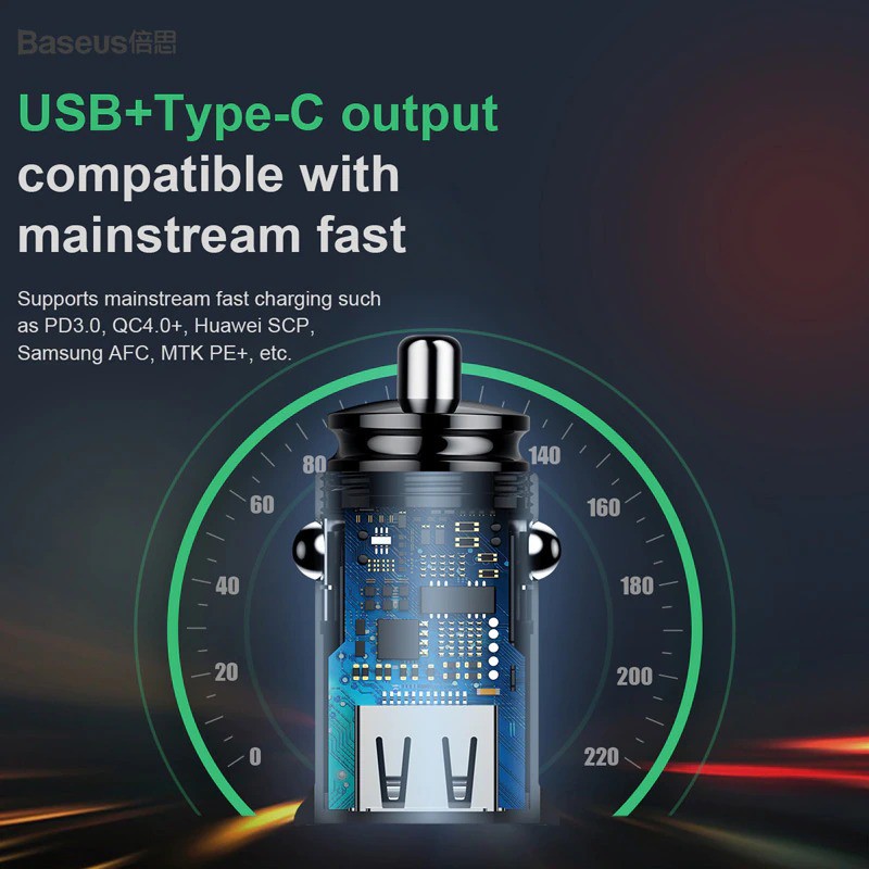 Tẩu sạc Baseus 30W Quick Charge 4 0 3 0 Car Charger  USB Type C PD 3 0 Fast Charging Car