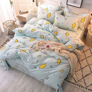 Vải may chăn ga áo gối,gối ôm khổ 2m5 hình trái chanh vàng