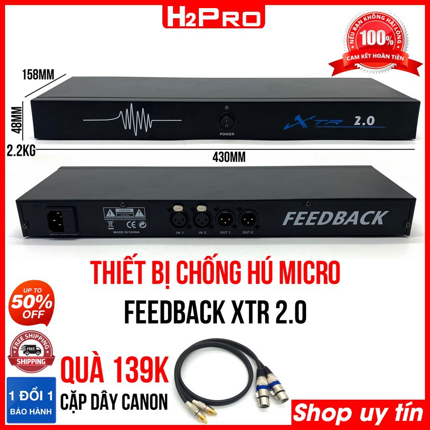 Thiết Bị Chống Hú Micro Feedback XTR 2.0 H2Pro Chính hãng, thiết bị Chống Hú Loại 2 micro ( tặng cặp dây canon 139K )